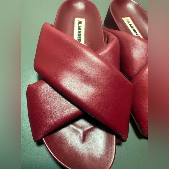 JIL SANDER Crossover Burgundy Leather Sandals - Picture 6 of 11